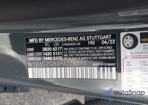 2023 Mercedes-Benz S 580 4Matic from USA, damaged, VIN W1K6G7GBXPA226711